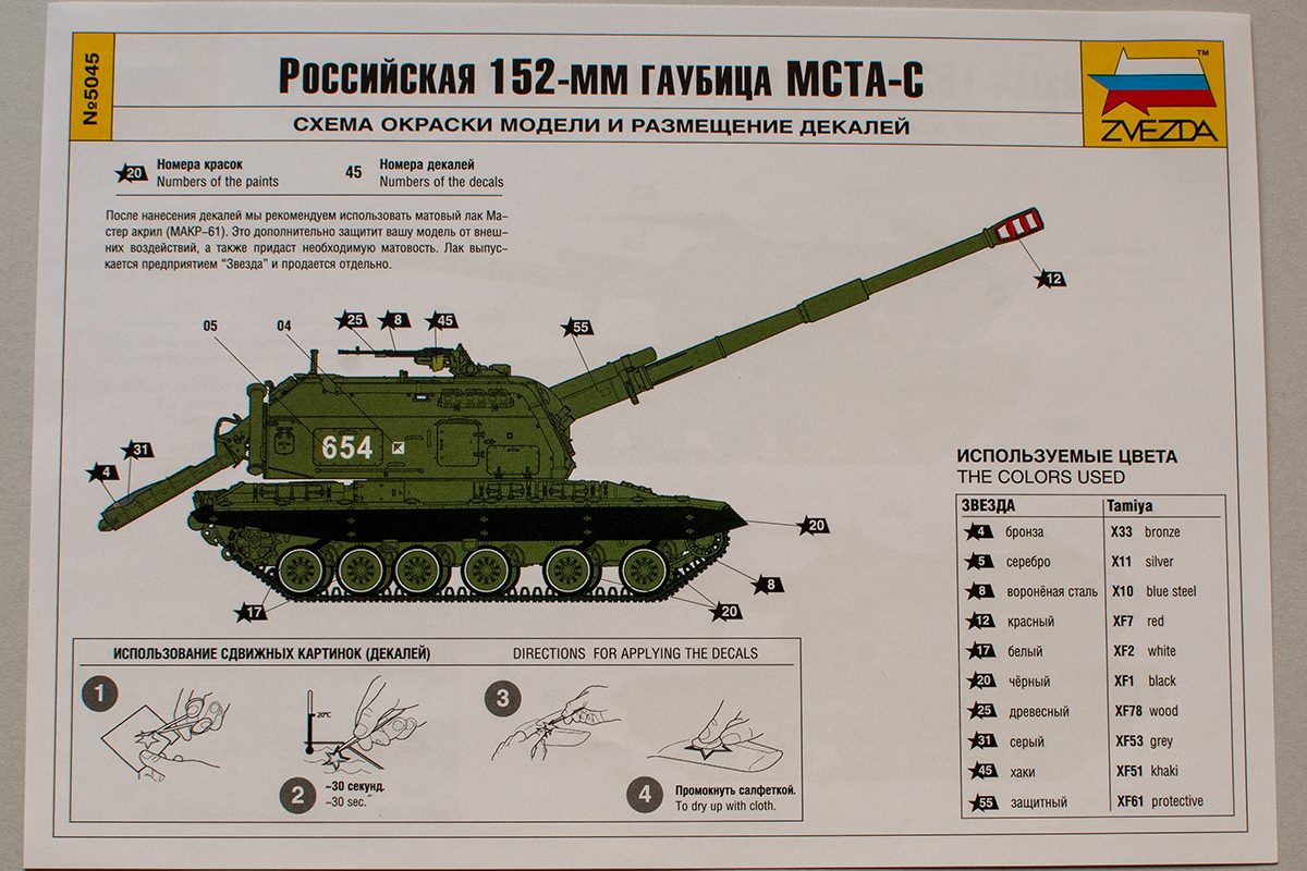 Zvezda 1/72 Msta-S painting guide