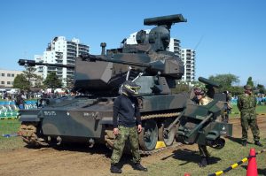 Actual Type 87 and mascots, note track with rubber pads.